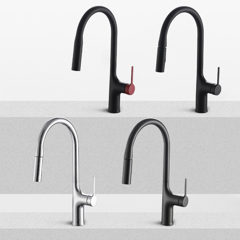 Contemporary Pull Down Single Handle Kitchen Faucet High Arch Water Filler Clearhalo 'Home Improvement' 'home_improvement' 'home_improvement_kitchen_faucets' 'Kitchen Faucets' 'Kitchen Remodel & Kitchen Fixtures' 'Kitchen Sinks & Faucet Components' 'kitchen_faucets' 1200x1200_65197e03-14cb-460b-93d1-4df2afda01e9