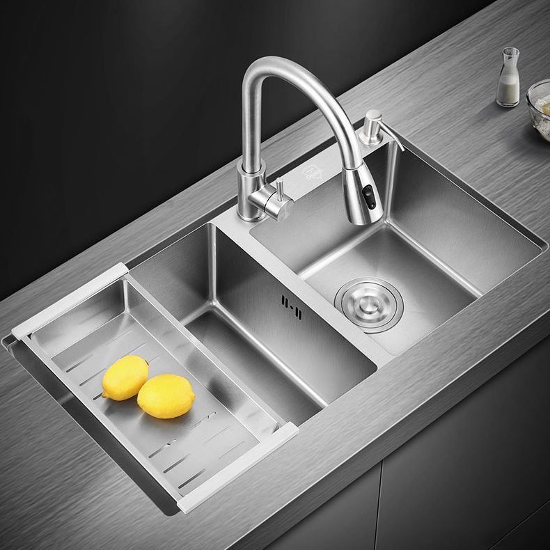 Stainless Steel Kitchen Sink Double Bowl Kitchen Sink with Rectangular Shape Clearhalo 'Home Improvement' 'home_improvement' 'home_improvement_kitchen_sinks' 'Kitchen Remodel & Kitchen Fixtures' 'Kitchen Sinks & Faucet Components' 'Kitchen Sinks' 'kitchen_sinks' 1200x1200_653e4803-2758-4540-bcd0-d214f3351097