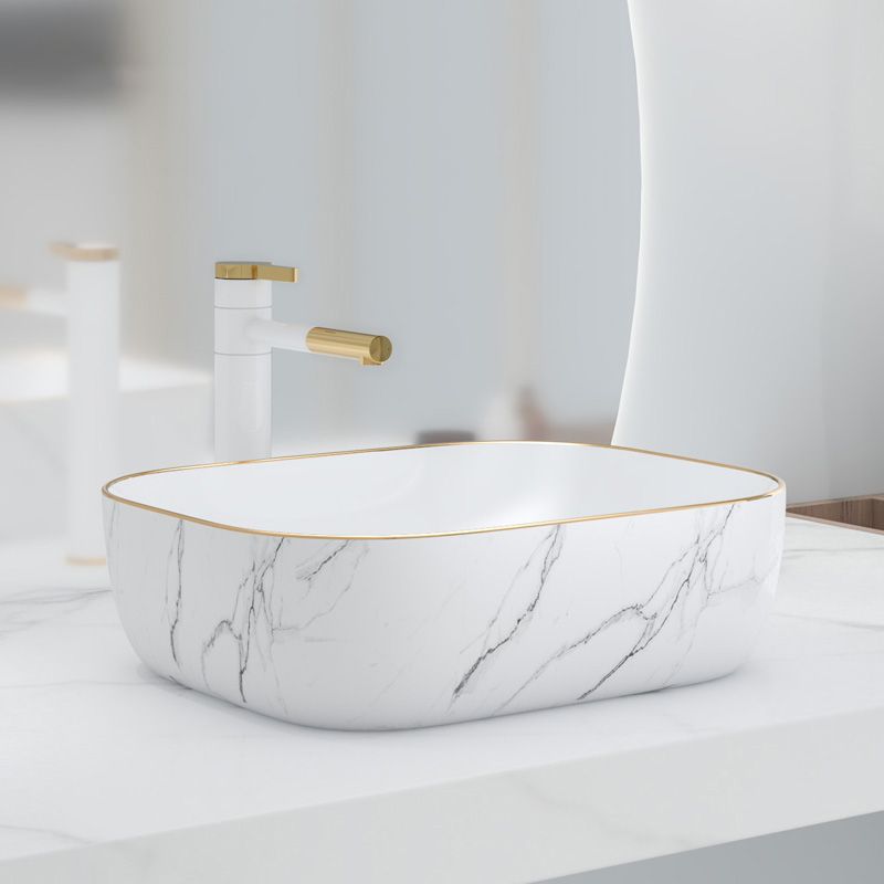 Modern Bathroom Sink Porcelain Pop-Up Drain Solid Color Rectangular Vessel Clearhalo 'Bathroom Remodel & Bathroom Fixtures' 'Bathroom Sinks & Faucet Components' 'Bathroom Sinks' 'bathroom_sink' 'Home Improvement' 'home_improvement' 'home_improvement_bathroom_sink' 1200x1200_654bee91-cd50-458d-8e8d-accd129525db