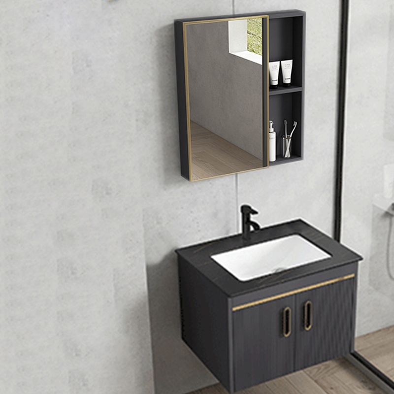 Contemporary Metal Sink Vanity Mirror Cabinet Wall-Mounted Vanity Cabinet Clearhalo 'Bathroom Remodel & Bathroom Fixtures' 'Bathroom Vanities' 'bathroom_vanities' 'Home Improvement' 'home_improvement' 'home_improvement_bathroom_vanities' 1200x1200_6590dc56-1b0c-403c-a689-23a676e01219