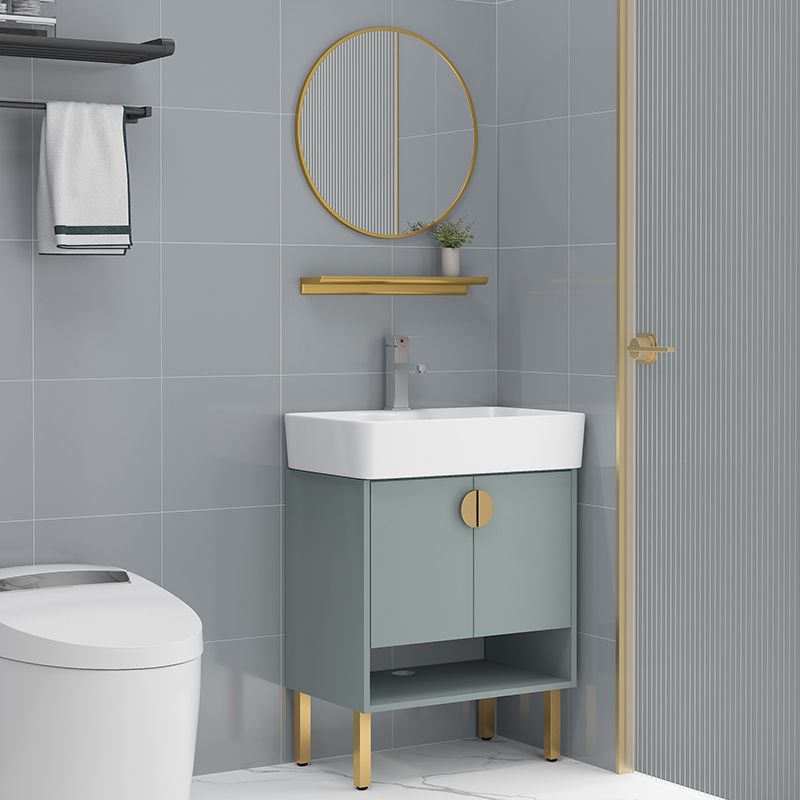 Rectangular Glam Sink Vanity Green Ceramic Single-Sink Freestanding Vanity Set Clearhalo 'Bathroom Remodel & Bathroom Fixtures' 'Bathroom Vanities' 'bathroom_vanities' 'Home Improvement' 'home_improvement' 'home_improvement_bathroom_vanities' 1200x1200_65aae3da-7a83-4a33-97b7-7cb09edad660