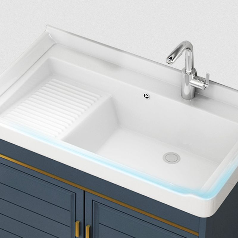 Glam Bathroom Vanity Ceramic Top with Faucet and Standalone