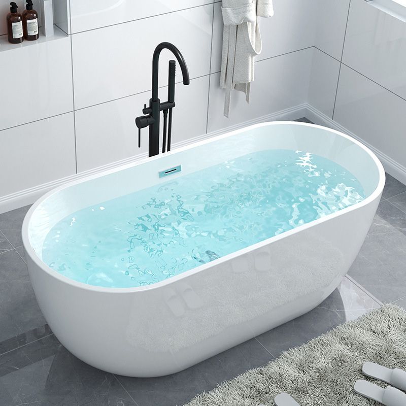 Acrylic Freestanding Bath Back to Wall Modern Oval White Bathtub Clearhalo 'Bathroom Remodel & Bathroom Fixtures' 'Bathtubs' 'Home Improvement' 'home_improvement' 'home_improvement_bathtubs' 'Showers & Bathtubs' 1200x1200_65adb900-8a3d-4bf2-b66b-c50f7a8004d6