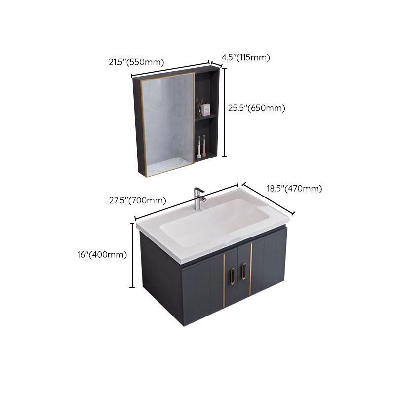 Glam Single Wall Mount Sink Vanity Gray Metal Base Rectangular Vanity Set Clearhalo 'Bathroom Remodel & Bathroom Fixtures' 'Bathroom Vanities' 'bathroom_vanities' 'Home Improvement' 'home_improvement' 'home_improvement_bathroom_vanities' 1200x1200_65b119a6-0243-40b4-9515-182b5de6e09d