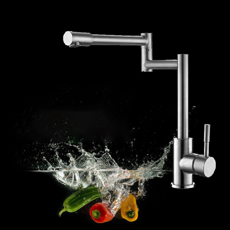 Modern Kitchen Faucet Single Lever Handle Swivel Stainless Steel Pot Filler Clearhalo 'Home Improvement' 'home_improvement' 'home_improvement_kitchen_faucets' 'Kitchen Faucets' 'Kitchen Remodel & Kitchen Fixtures' 'Kitchen Sinks & Faucet Components' 'kitchen_faucets' 1200x1200_65b16e09-2677-4185-951a-d4aaf481b9cb