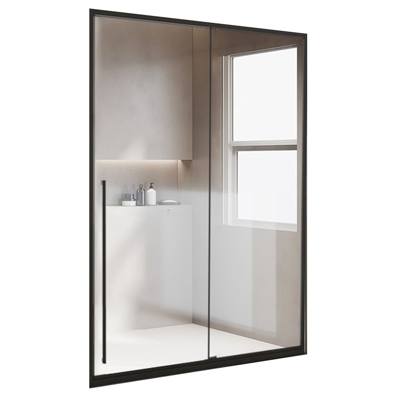 Framed Single Sliding Shower Door Transparent Tempered Shower Bath Door Clearhalo 'Bathroom Remodel & Bathroom Fixtures' 'Home Improvement' 'home_improvement' 'home_improvement_shower_tub_doors' 'Shower and Tub Doors' 'shower_tub_doors' 'Showers & Bathtubs' 1200x1200_65b3fd16-3ec9-4195-bb20-b15ba5f1dbbc