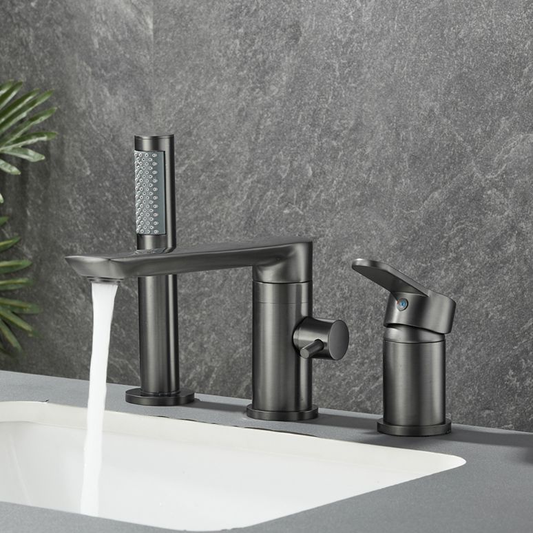 Modern Swivel Bathtub Faucet Double Handle Deck Mounted Bathroom Faucet with Handles Clearhalo 'Bathroom Remodel & Bathroom Fixtures' 'Bathtub Faucets' 'bathtub_faucets' 'Home Improvement' 'home_improvement' 'home_improvement_bathtub_faucets' 1200x1200_65be0c9e-55f6-48d0-b6d4-50be20ddcaa6