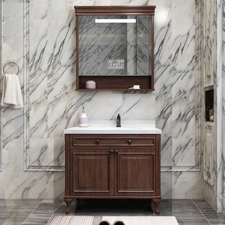 Traditional Bathroom Vanity Set Wood Mirror and Faucet Included Freestanding Bath Vanity Clearhalo 'Bathroom Remodel & Bathroom Fixtures' 'Bathroom Vanities' 'bathroom_vanities' 'Home Improvement' 'home_improvement' 'home_improvement_bathroom_vanities' 1200x1200_65c96ebb-5f54-45d7-b43b-ee10e88e779d