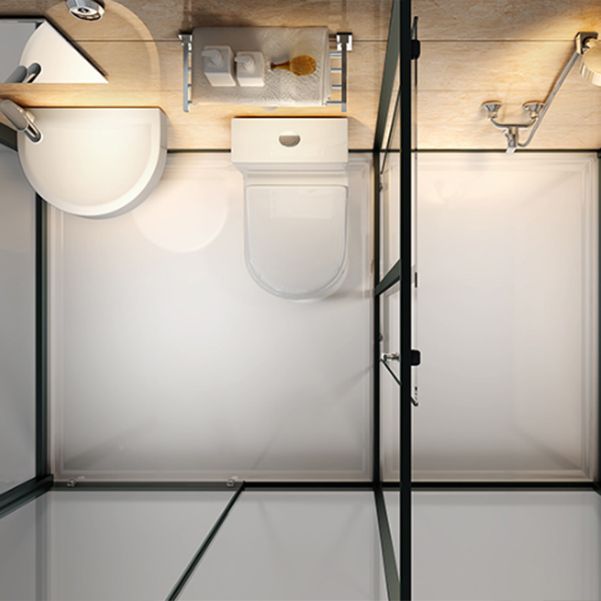 Rectangle Shower Stall Black Sliding Shower Stall with White Base Clearhalo 'Bathroom Remodel & Bathroom Fixtures' 'Home Improvement' 'home_improvement' 'home_improvement_shower_stalls_enclosures' 'Shower Stalls & Enclosures' 'shower_stalls_enclosures' 'Showers & Bathtubs' 1200x1200_65d35c7e-545f-45b9-8517-8b799671fe6a