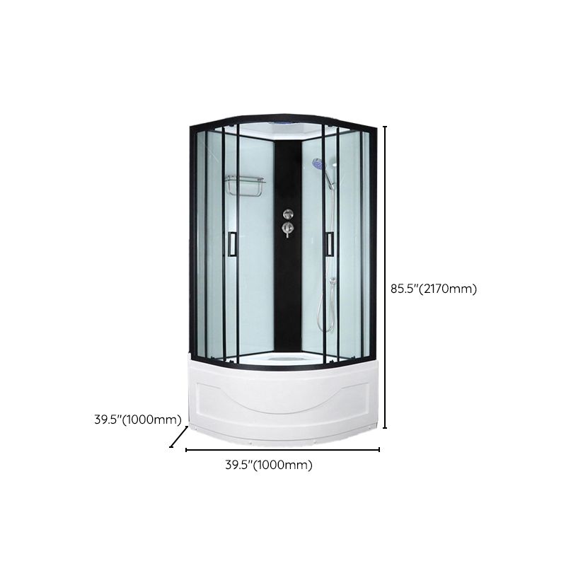 Black Framed Shower Enclosure Double Sliding Round Shower Stall Clearhalo 'Bathroom Remodel & Bathroom Fixtures' 'Home Improvement' 'home_improvement' 'home_improvement_shower_stalls_enclosures' 'Shower Stalls & Enclosures' 'shower_stalls_enclosures' 'Showers & Bathtubs' 1200x1200_65d762f7-6897-44e2-a596-f833f5343faf