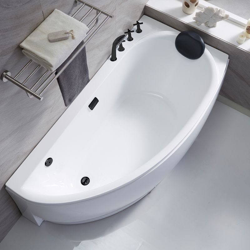 Corner Acrylic Bath Modern Soaking White Back to Wall Bathtub Clearhalo 'Bathroom Remodel & Bathroom Fixtures' 'Bathtubs' 'Home Improvement' 'home_improvement' 'home_improvement_bathtubs' 'Showers & Bathtubs' 1200x1200_65d8d1b0-f495-4714-a684-daead68ca6d0