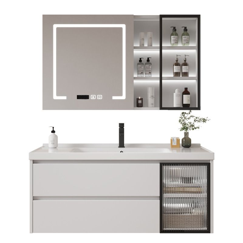 Modern Sink Vanity Solid Color Wall Mount Vanity Cabinet for Bathroom Clearhalo 'Bathroom Remodel & Bathroom Fixtures' 'Bathroom Vanities' 'bathroom_vanities' 'Home Improvement' 'home_improvement' 'home_improvement_bathroom_vanities' 1200x1200_65e48ce2-c929-4ad2-b0ac-457d2259a7f5