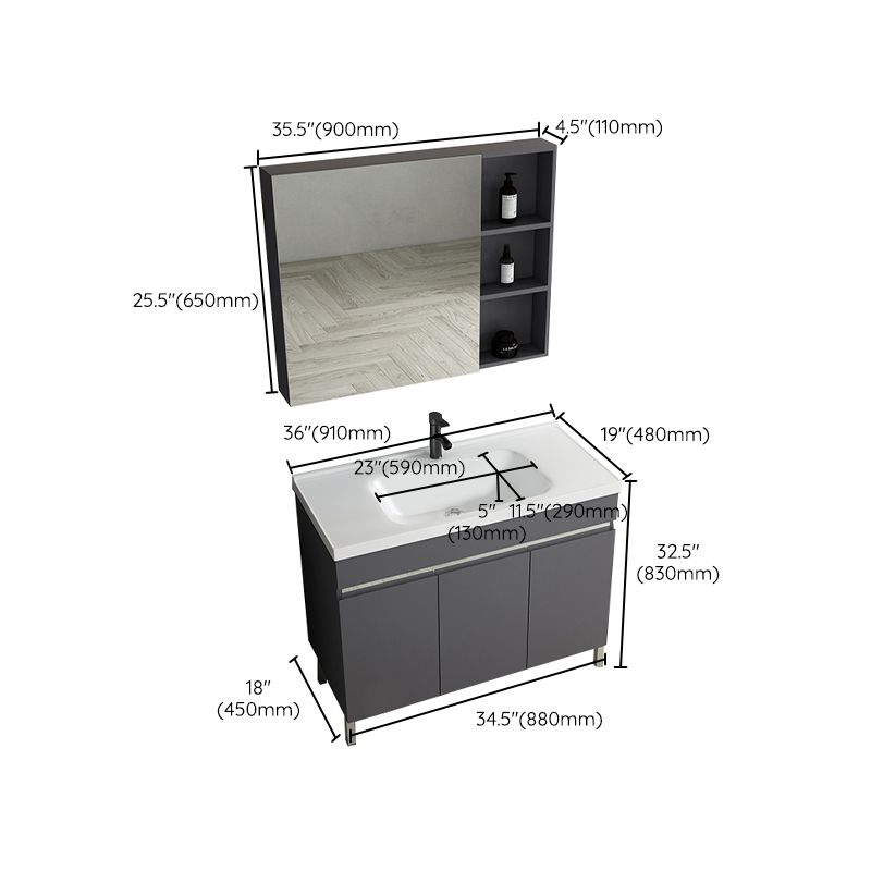 Gray Metal Vanity Sink Modern Free-standing Standard Space Saver Vanity Clearhalo 'Bathroom Remodel & Bathroom Fixtures' 'Bathroom Vanities' 'bathroom_vanities' 'Home Improvement' 'home_improvement' 'home_improvement_bathroom_vanities' 1200x1200_65e942cd-9d52-48bf-8255-3a99b6641374
