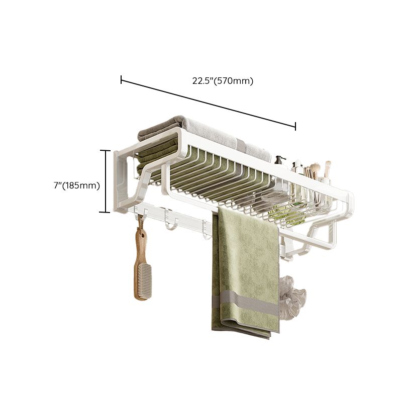 Contemporary Bath Hardware Set in Stainless Aluminum Matte White Robe Hooks/Bath Shelf Clearhalo 'Bathroom Hardware Sets' 'Bathroom Hardware' 'Bathroom Remodel & Bathroom Fixtures' 'bathroom_hardware_sets' 'Home Improvement' 'home_improvement' 'home_improvement_bathroom_hardware_sets' 1200x1200_65e9571f-36e8-4083-b51e-87f4884f296f