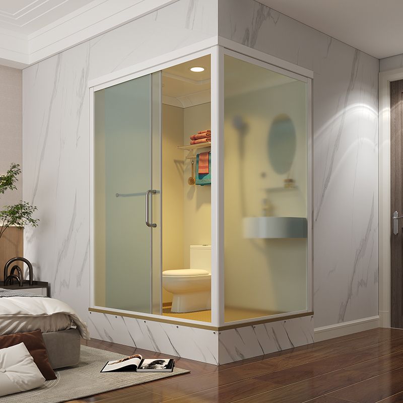 Frosted Tempered Glass Shower Kit with Ceiling and Back Wall Panel Clearhalo 'Bathroom Remodel & Bathroom Fixtures' 'Home Improvement' 'home_improvement' 'home_improvement_shower_stalls_enclosures' 'Shower Stalls & Enclosures' 'shower_stalls_enclosures' 'Showers & Bathtubs' 1200x1200_65fa6fde-77d4-44bb-9bca-eb13f55b1c98