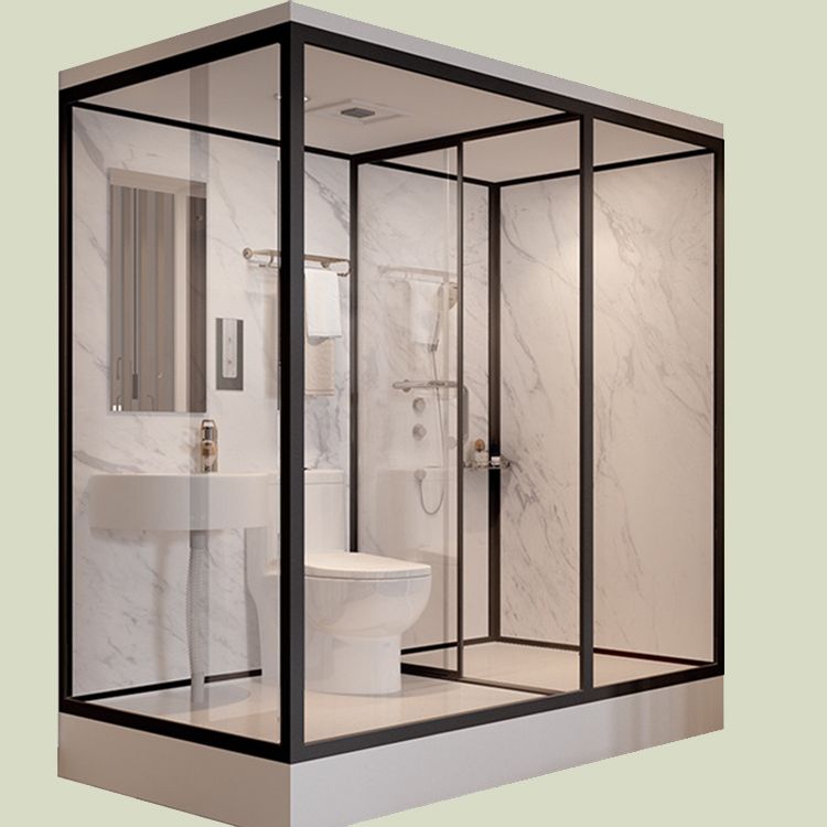 Tempered Glass Shower Stall with Shower Base Rectangle Shower Stall Clearhalo 'Bathroom Remodel & Bathroom Fixtures' 'Home Improvement' 'home_improvement' 'home_improvement_shower_stalls_enclosures' 'Shower Stalls & Enclosures' 'shower_stalls_enclosures' 'Showers & Bathtubs' 1200x1200_6604aa8e-c9ea-4e7d-b49b-d591095a6258