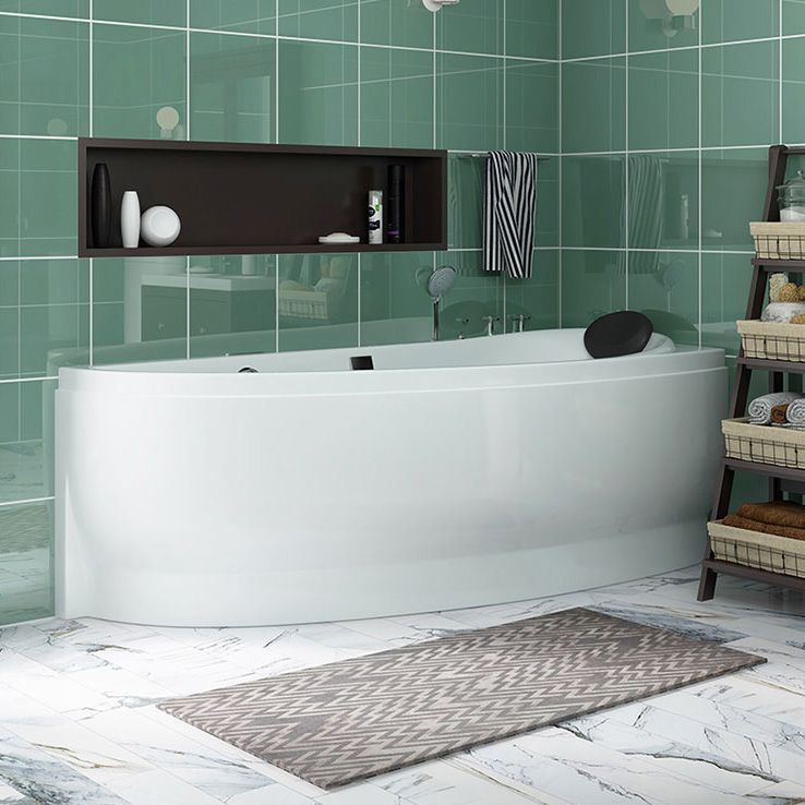 Acrylic Corner Bathtub Soaking White Modern Back to Wall Bath Clearhalo 'Bathroom Remodel & Bathroom Fixtures' 'Bathtubs' 'Home Improvement' 'home_improvement' 'home_improvement_bathtubs' 'Showers & Bathtubs' 1200x1200_660eb9a6-dac7-4557-be8c-7696b86d6b55