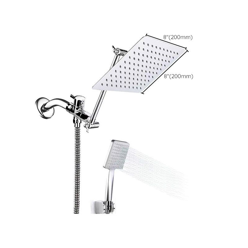 Contemporary Pull Down Dual Shower Head Square High Arch Shower Head Combo in Chrome Clearhalo 'Bathroom Remodel & Bathroom Fixtures' 'Home Improvement' 'home_improvement' 'home_improvement_shower_heads' 'Shower Heads' 'shower_heads' 'Showers & Bathtubs Plumbing' 'Showers & Bathtubs' 1200x1200_66104d8a-ee28-42a9-9b54-3612da496d71