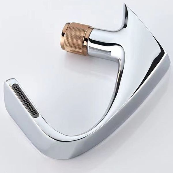 Knob Handle Faucet Contemporary Style Faucet with Waterfall Spout Clearhalo 'Bathroom Remodel & Bathroom Fixtures' 'Bathroom Sink Faucets' 'Bathroom Sinks & Faucet Components' 'bathroom_sink_faucets' 'Home Improvement' 'home_improvement' 'home_improvement_bathroom_sink_faucets' 1200x1200_66253b74-7c0a-4c09-8fd2-bf10d4a8c197