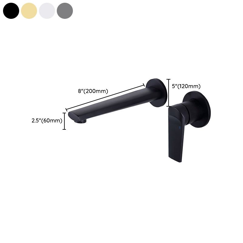 2 Holes Sink Faucet Single Lever Handle Wall-Mounted Low Arc Bathroom Faucet Clearhalo 'Bathroom Remodel & Bathroom Fixtures' 'Bathroom Sink Faucets' 'Bathroom Sinks & Faucet Components' 'bathroom_sink_faucets' 'Home Improvement' 'home_improvement' 'home_improvement_bathroom_sink_faucets' 1200x1200_66373631-3fcc-4bc4-8bda-aefd5e4b597f
