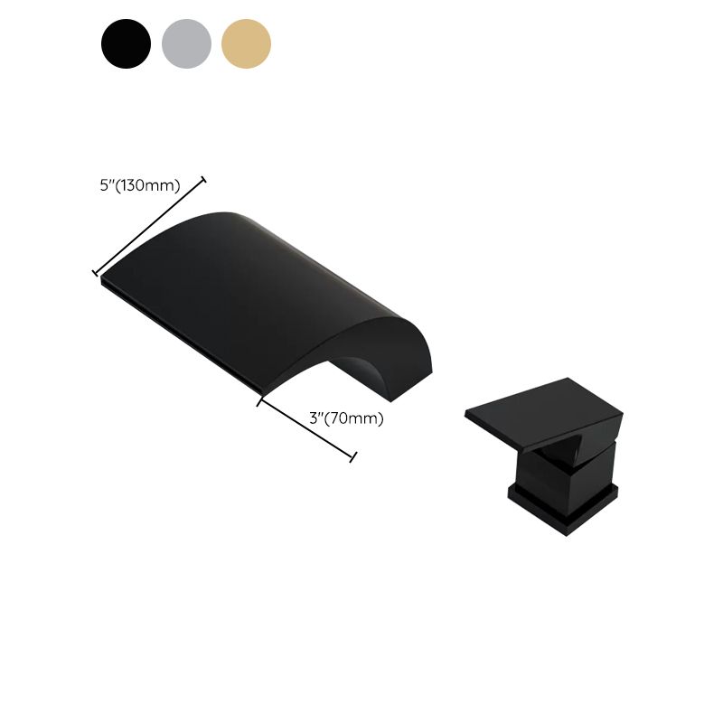 Modern Deck Mounted Metal Tub Filler Low Arc Faucet in Black/Gold Clearhalo 'Bathroom Remodel & Bathroom Fixtures' 'Bathtub Faucets' 'bathtub_faucets' 'Home Improvement' 'home_improvement' 'home_improvement_bathtub_faucets' 1200x1200_664de45a-b979-4185-a7a8-38a3643b91b9