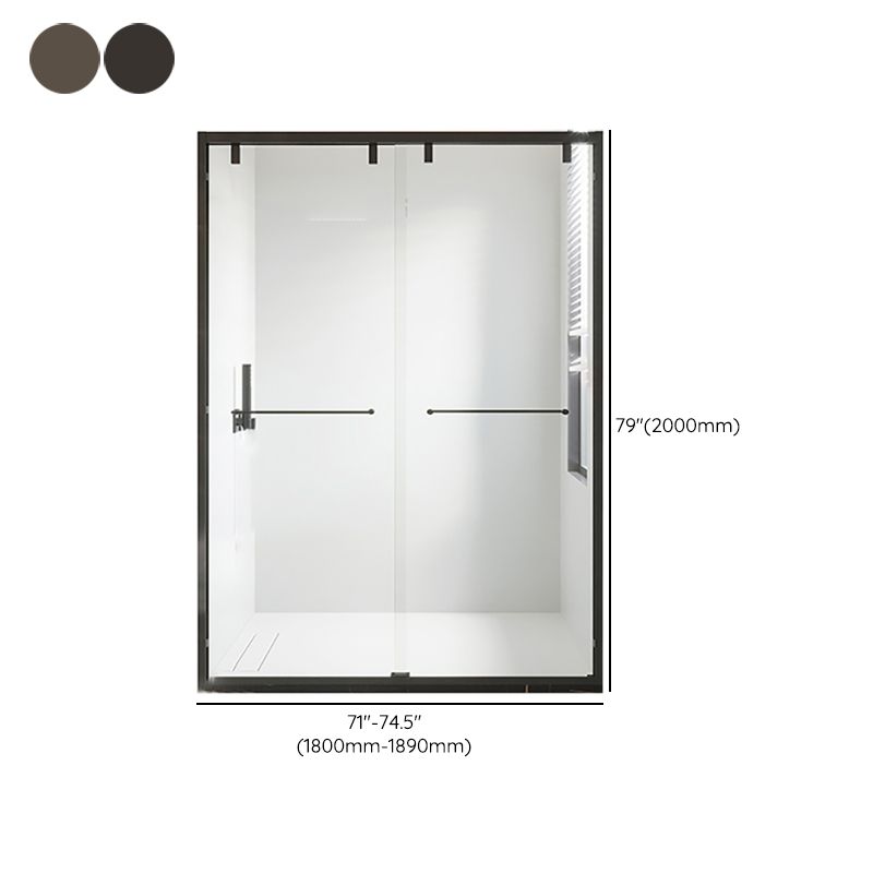 Double Sliding Shower Doors Semi-Frameless Clear Shower Door Clearhalo 'Bathroom Remodel & Bathroom Fixtures' 'Home Improvement' 'home_improvement' 'home_improvement_shower_tub_doors' 'Shower and Tub Doors' 'shower_tub_doors' 'Showers & Bathtubs' 1200x1200_6650049a-4b93-406b-9aa4-a5a94d8e297c