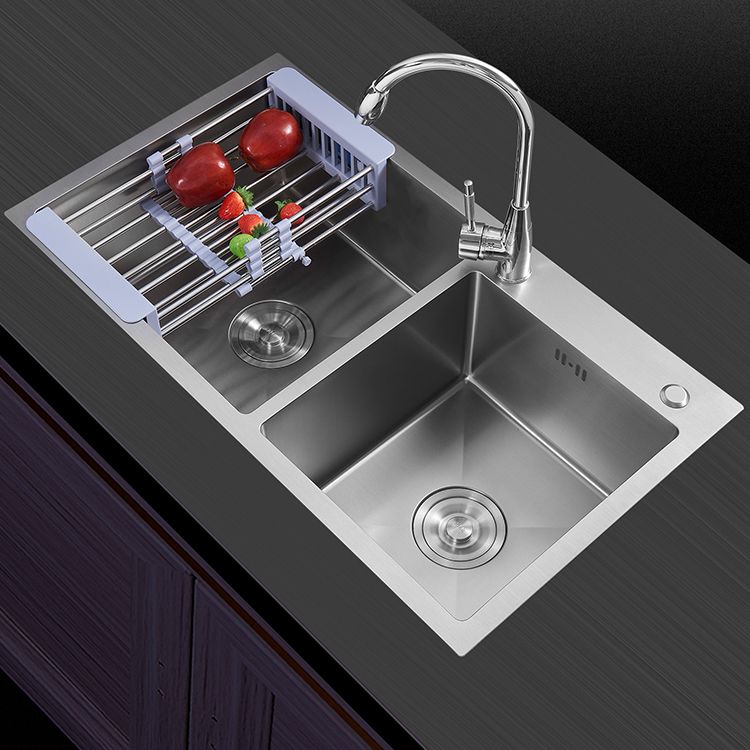 Modern Style Kitchen Sink Drop-In Stainless Steel Kitchen Double Sink Clearhalo 'Home Improvement' 'home_improvement' 'home_improvement_kitchen_sinks' 'Kitchen Remodel & Kitchen Fixtures' 'Kitchen Sinks & Faucet Components' 'Kitchen Sinks' 'kitchen_sinks' 1200x1200_666fcc0d-6d41-40cd-8028-3b3243904567