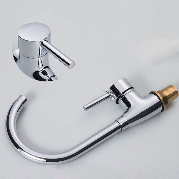 Contemporary Single Handle Kitchen Faucet One Lever Water Faucet in Chrome Clearhalo 'Home Improvement' 'home_improvement' 'home_improvement_kitchen_faucets' 'Kitchen Faucets' 'Kitchen Remodel & Kitchen Fixtures' 'Kitchen Sinks & Faucet Components' 'kitchen_faucets' 1200x1200_66716c33-faa7-440d-a12c-61011cc5d951