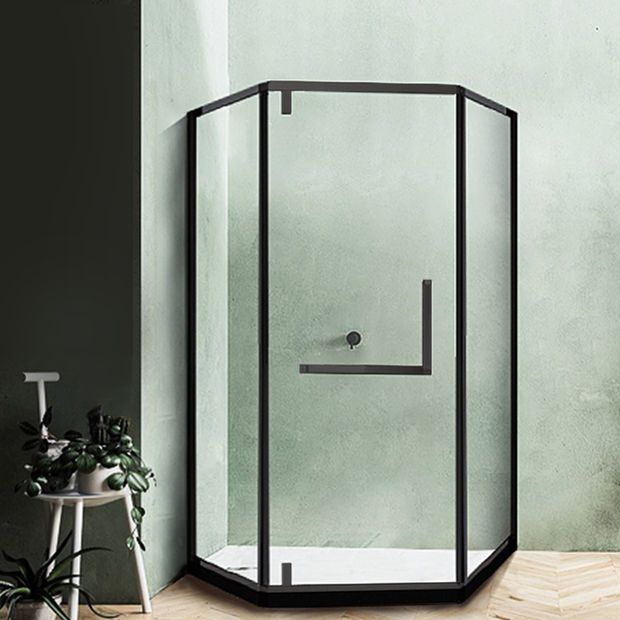 Contemporary Black Shower Enclosure Neo-Angle Semi-Frameless Clear Shower Enclosure Clearhalo 'Bathroom Remodel & Bathroom Fixtures' 'Home Improvement' 'home_improvement' 'home_improvement_shower_stalls_enclosures' 'Shower Stalls & Enclosures' 'shower_stalls_enclosures' 'Showers & Bathtubs' 1200x1200_66878fc3-4d0e-44dc-9250-cca6192e158d