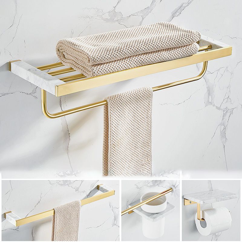 Metal and Marble Bathroom Accessory as Individual or as a Set in Gold Clearhalo 'Bathroom Hardware Sets' 'Bathroom Hardware' 'Bathroom Remodel & Bathroom Fixtures' 'bathroom_hardware_sets' 'Home Improvement' 'home_improvement' 'home_improvement_bathroom_hardware_sets' 1200x1200_66b11a3a-41be-40f8-817c-3ffacd49290b