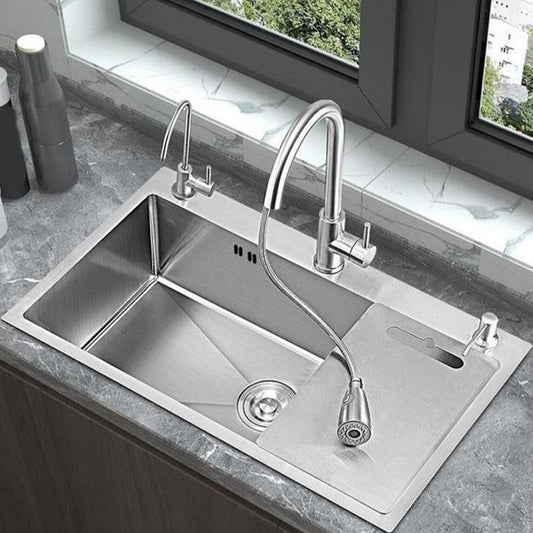 Modern Style Kitchen Sink Overflow Hole Detail Kitchen Sink with Soap Dispenser Clearhalo 'Home Improvement' 'home_improvement' 'home_improvement_kitchen_sinks' 'Kitchen Remodel & Kitchen Fixtures' 'Kitchen Sinks & Faucet Components' 'Kitchen Sinks' 'kitchen_sinks' 1200x1200_66d47550-3b5a-4bec-82b0-973a14eabf0a