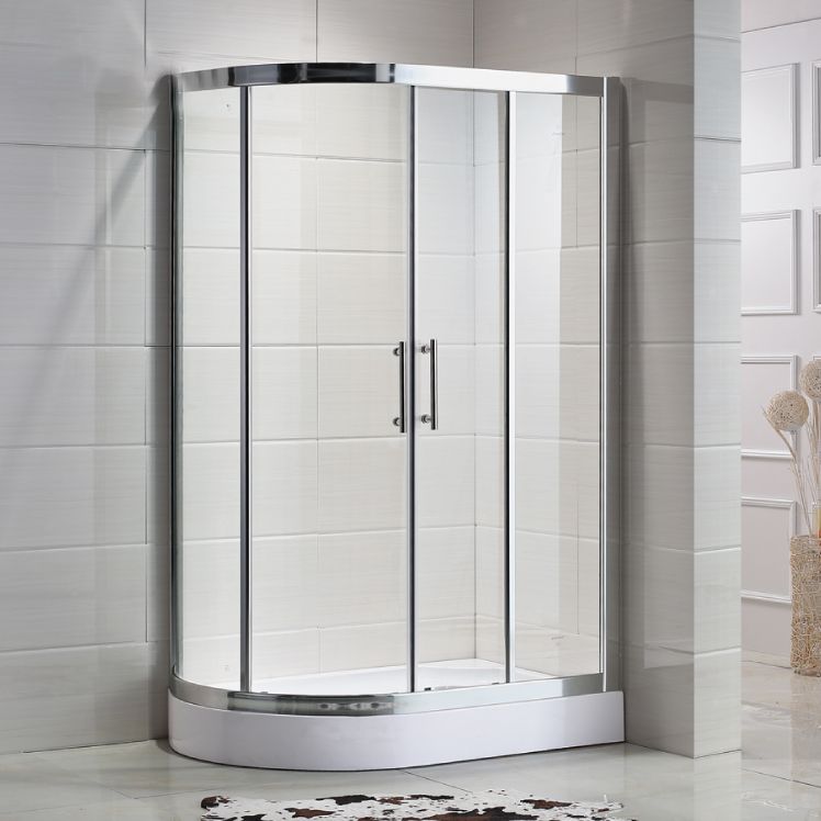 Stainless Steel Frame Finish Shower Kit with Fixed Panel and Door Handle Clearhalo 'Bathroom Remodel & Bathroom Fixtures' 'Home Improvement' 'home_improvement' 'home_improvement_shower_stalls_enclosures' 'Shower Stalls & Enclosures' 'shower_stalls_enclosures' 'Showers & Bathtubs' 1200x1200_66f1a25b-154f-492e-8a3e-a399f2e32c8d