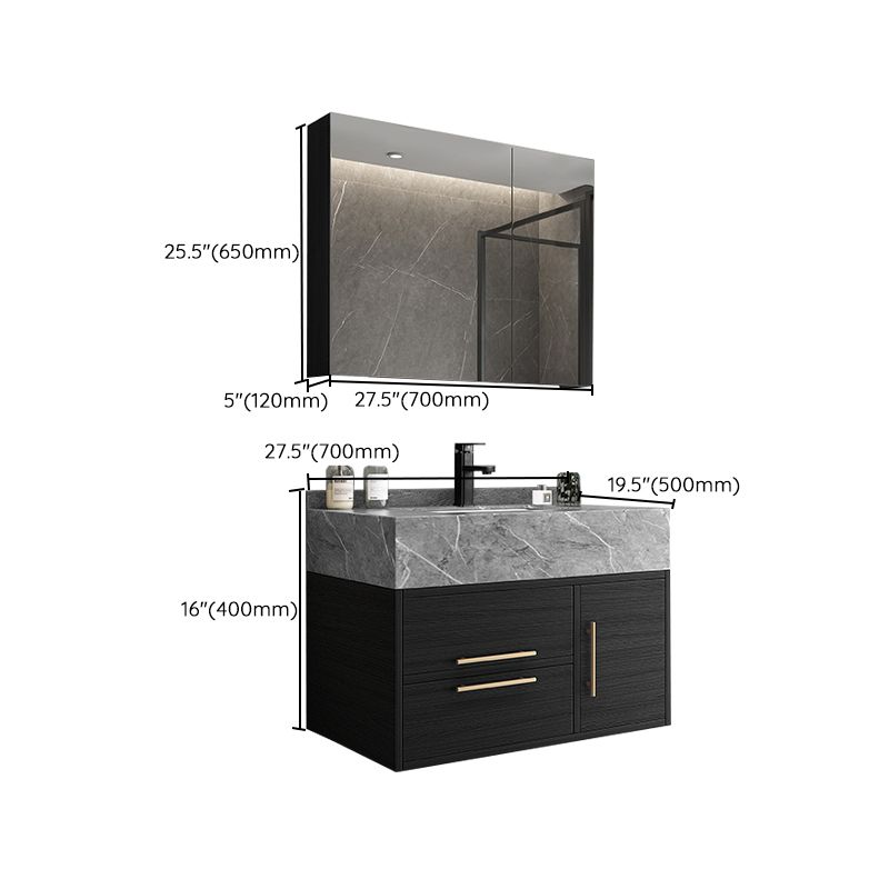 Glam Wall Mount Bathroom Vanity Black Ceramic Single-Sink Rectangular Vanity Set Clearhalo 'Bathroom Remodel & Bathroom Fixtures' 'Bathroom Vanities' 'bathroom_vanities' 'Home Improvement' 'home_improvement' 'home_improvement_bathroom_vanities' 1200x1200_66f41840-97a2-4211-ba3d-4079a1e9b8f5