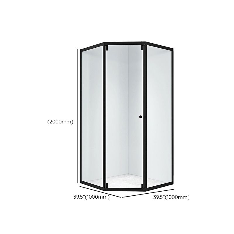 Black Framed Shower Enclosure Corner Single Sliding Shower Stall With Door Handles Clearhalo 'Bathroom Remodel & Bathroom Fixtures' 'Home Improvement' 'home_improvement' 'home_improvement_shower_stalls_enclosures' 'Shower Stalls & Enclosures' 'shower_stalls_enclosures' 'Showers & Bathtubs' 1200x1200_6734cf7f-04cb-4a4d-bbfa-b1ebec3c1299