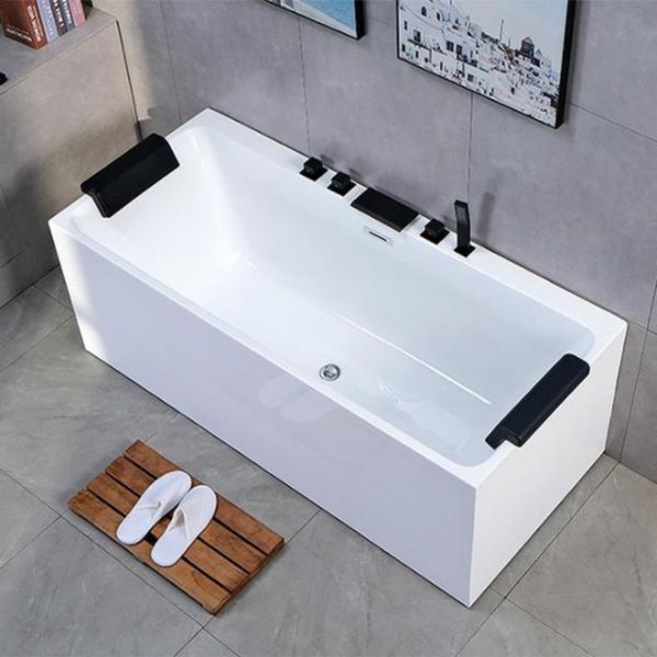 White Freestanding Bath Soaking Acrylic Rectangular Modern Bathtub (Board not Included) Clearhalo 'Bathroom Remodel & Bathroom Fixtures' 'Bathtubs' 'Home Improvement' 'home_improvement' 'home_improvement_bathtubs' 'Showers & Bathtubs' 1200x1200_673af0b9-b5d9-468a-b8b3-d28a65daf58f