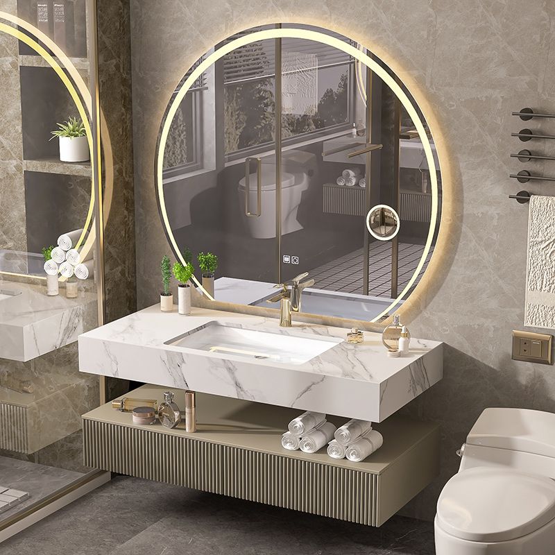 Bathroom Vanity Set Round LED Mirror Rectangular Sink Sink Vanity Clearhalo 'Bathroom Remodel & Bathroom Fixtures' 'Bathroom Vanities' 'bathroom_vanities' 'Home Improvement' 'home_improvement' 'home_improvement_bathroom_vanities' 1200x1200_673bf514-0ac4-43c5-9cca-728d2bcaa372