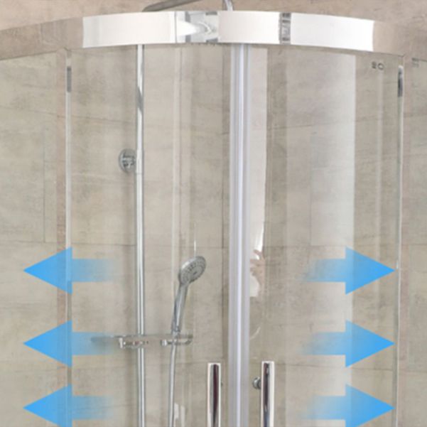 Double Sliding Round Shower Enclosure Clear with Fixed Panel Clearhalo 'Bathroom Remodel & Bathroom Fixtures' 'Home Improvement' 'home_improvement' 'home_improvement_shower_stalls_enclosures' 'Shower Stalls & Enclosures' 'shower_stalls_enclosures' 'Showers & Bathtubs' 1200x1200_673ff134-3948-4ea0-876e-8700e67abf27
