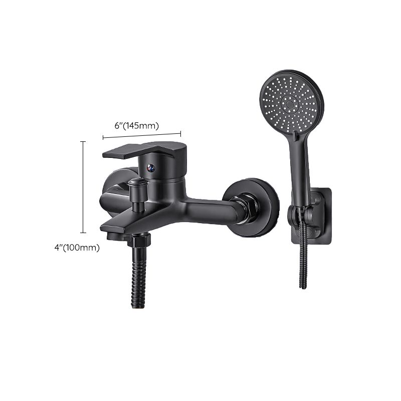 Wall Mount Fixed Bathtub Faucet Lever Handle with Hand Shower Clearhalo 'Bathroom Remodel & Bathroom Fixtures' 'Bathtub Faucets' 'bathtub_faucets' 'Home Improvement' 'home_improvement' 'home_improvement_bathtub_faucets' 1200x1200_67709eaa-94b8-4600-9418-c0fe975f5aad