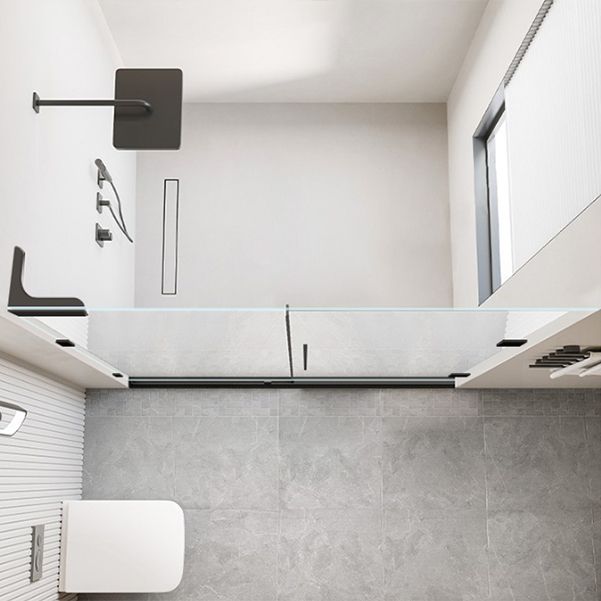 Black Tempered Shower Bath Door Semi-Frameless Transparent Shower Bath Door Clearhalo 'Bathroom Remodel & Bathroom Fixtures' 'Home Improvement' 'home_improvement' 'home_improvement_shower_tub_doors' 'Shower and Tub Doors' 'shower_tub_doors' 'Showers & Bathtubs' 1200x1200_6770f264-be10-4729-a316-07084a768826