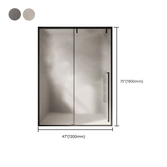 Glass and Metal Shower Door Simple One-Line Shower Black Bath Door Clearhalo 'Bathroom Remodel & Bathroom Fixtures' 'Home Improvement' 'home_improvement' 'home_improvement_shower_tub_doors' 'Shower and Tub Doors' 'shower_tub_doors' 'Showers & Bathtubs' 1200x1200_6779eb3a-5702-4889-9fbf-bb852ad24755