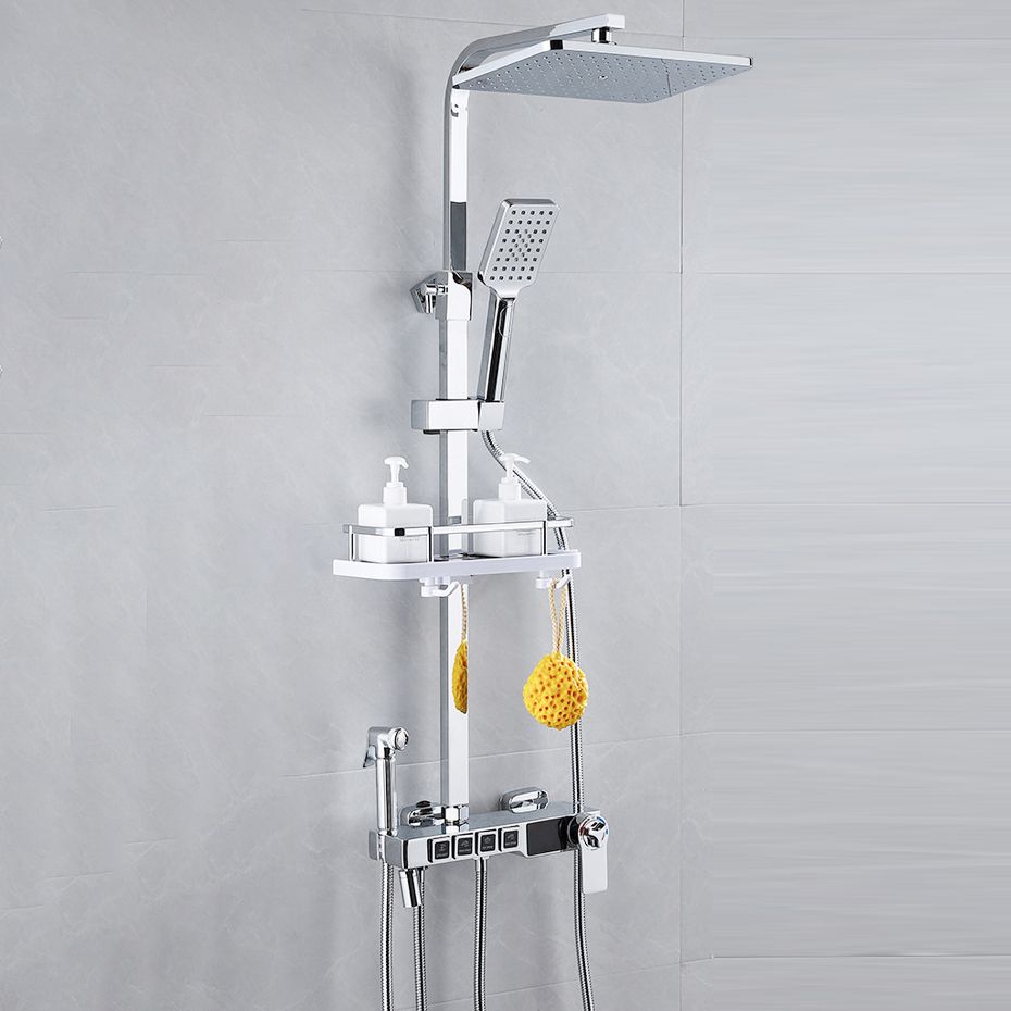 Shower System Square Rain Jet Massage Adjustable Spray Pattern Wall Mounted Shower Trim Clearhalo 'Bathroom Remodel & Bathroom Fixtures' 'Home Improvement' 'home_improvement' 'home_improvement_shower_faucets' 'Shower Faucets & Systems' 'shower_faucets' 'Showers & Bathtubs Plumbing' 'Showers & Bathtubs' 1200x1200_679ed1a8-257e-40d5-94c7-e2155469c69a