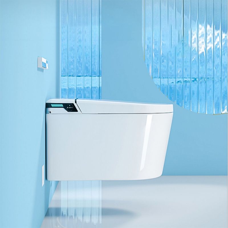 Contemporary Heated Seat Ceramic Dryer White Elongated Wall Hung Toilet Set Clearhalo 'Bathroom Remodel & Bathroom Fixtures' 'Bidets' 'Home Improvement' 'home_improvement' 'home_improvement_bidets' 'Toilets & Bidets' 1200x1200_67a69088-e65c-4fde-b1ad-aa0587c9a10c