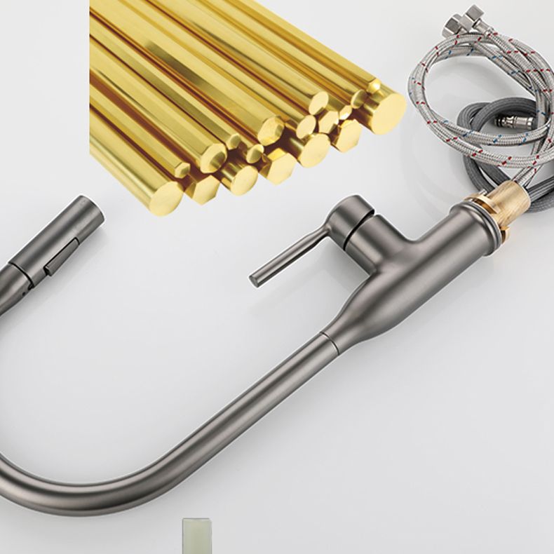 Modern Standard Kitchen Faucet Gooseneck Kitchen Faucet with One Handle Clearhalo 'Home Improvement' 'home_improvement' 'home_improvement_kitchen_faucets' 'Kitchen Faucets' 'Kitchen Remodel & Kitchen Fixtures' 'Kitchen Sinks & Faucet Components' 'kitchen_faucets' 1200x1200_67b1a327-0f5d-4a70-839c-8ce43498923a