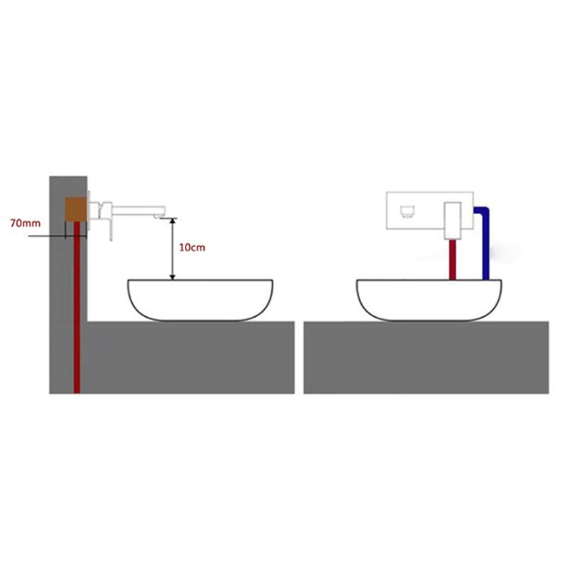 Modern 1-Handle Bathroom Sink Faucet 2 Hole Wall Mounted Bathroom Faucet Brass Clearhalo 'Bathroom Remodel & Bathroom Fixtures' 'Bathroom Sink Faucets' 'Bathroom Sinks & Faucet Components' 'bathroom_sink_faucets' 'Home Improvement' 'home_improvement' 'home_improvement_bathroom_sink_faucets' 1200x1200_67c6d7a6-2365-4e06-bc84-71b178d4e624