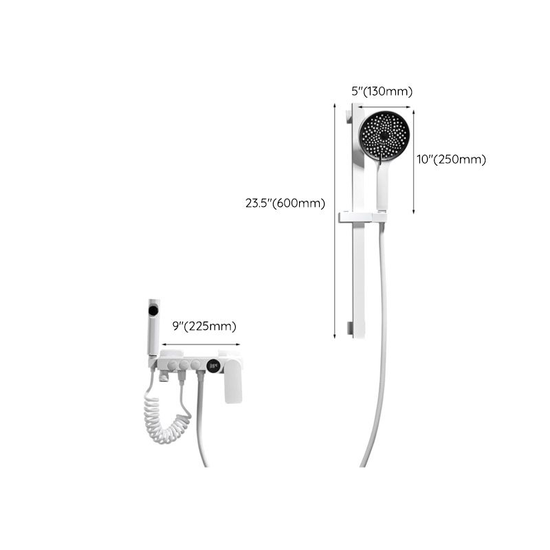 Round Shower Set White Wall Mounted Handshower Lever Handle Shower Hose Swivel Shower Set Clearhalo 'Bathroom Remodel & Bathroom Fixtures' 'Home Improvement' 'home_improvement' 'home_improvement_shower_faucets' 'Shower Faucets & Systems' 'shower_faucets' 'Showers & Bathtubs Plumbing' 'Showers & Bathtubs' 1200x1200_67c84ce1-5b7a-40df-9a47-9572044fb955