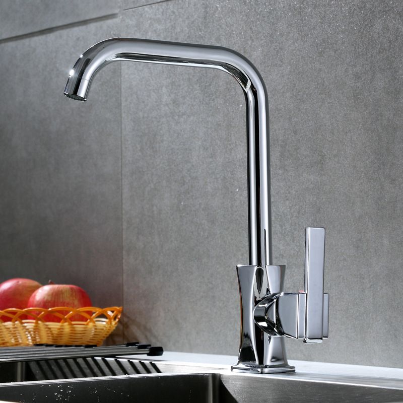 Contemporary One Handle Standard Kitchen Faucet High Arch Water Filler in Chrome Clearhalo 'Home Improvement' 'home_improvement' 'home_improvement_kitchen_faucets' 'Kitchen Faucets' 'Kitchen Remodel & Kitchen Fixtures' 'Kitchen Sinks & Faucet Components' 'kitchen_faucets' 1200x1200_67c92348-d684-4e58-a2db-484d06b3272b