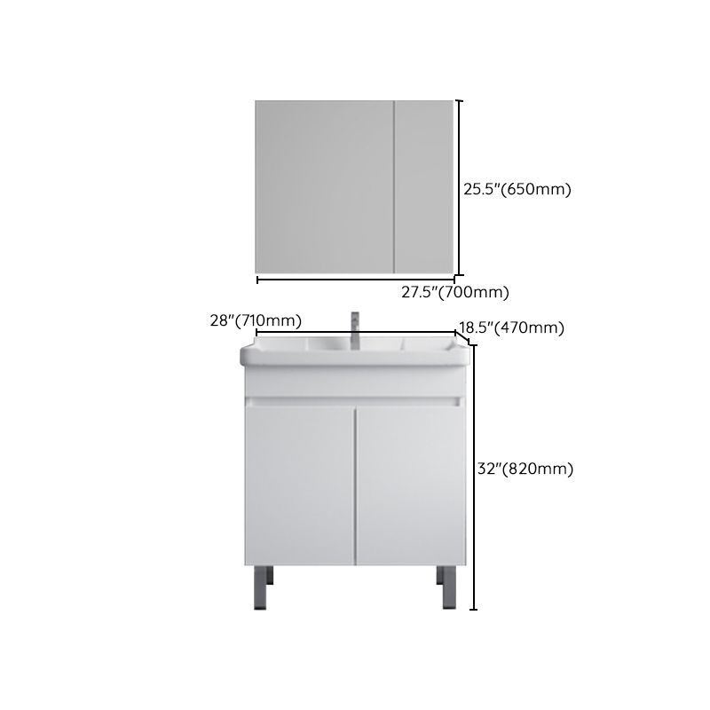 Ceramic Single Bathroom Vanity Modern White Rectangular Freestanding Vanity Set Clearhalo 'Bathroom Remodel & Bathroom Fixtures' 'Bathroom Vanities' 'bathroom_vanities' 'Home Improvement' 'home_improvement' 'home_improvement_bathroom_vanities' 1200x1200_67e1f3e0-19ce-47c5-bbe2-38e73e7cc6e5