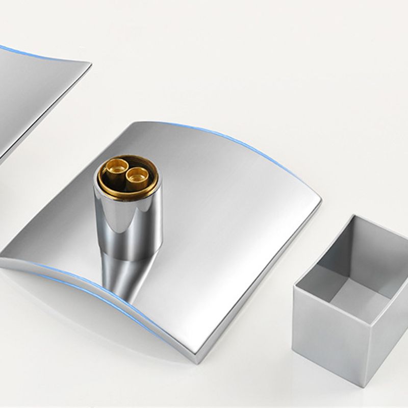 2-Handle Brushed Nickel Widespread Faucet 3 Hole Widespread Sink Faucet with LED Lighting Clearhalo 'Bathroom Remodel & Bathroom Fixtures' 'Bathroom Sink Faucets' 'Bathroom Sinks & Faucet Components' 'bathroom_sink_faucets' 'Home Improvement' 'home_improvement' 'home_improvement_bathroom_sink_faucets' 1200x1200_67f570ce-ccb6-49d4-8085-c154e3f38e64