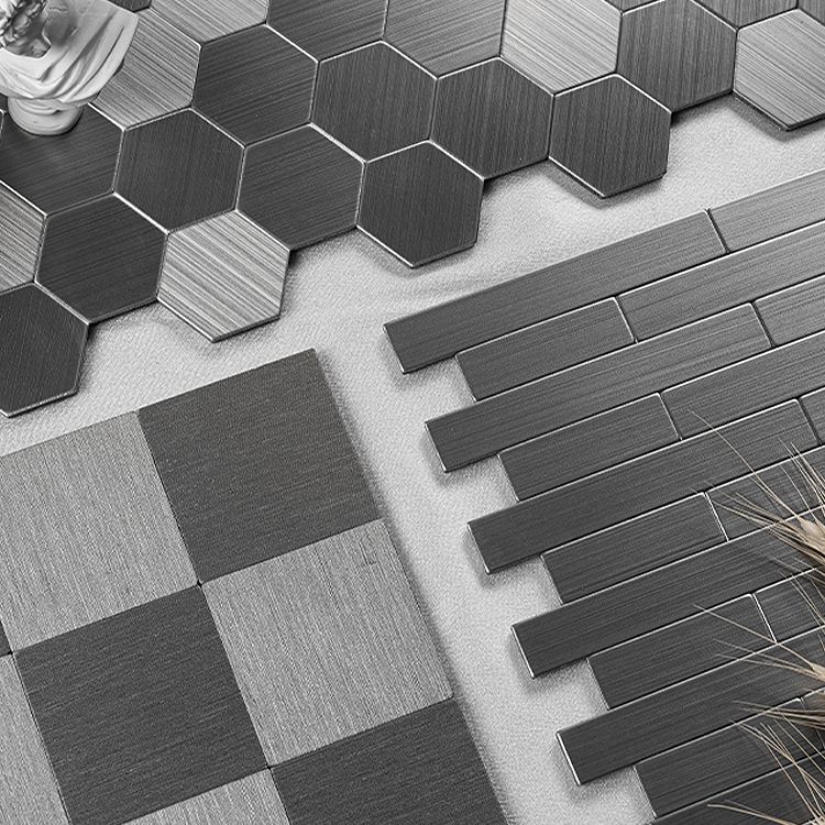 Subway Tile Wallpaper Contemporary Peel and Stick Wall Tile with Metal Look Clearhalo 'Flooring 'Home Improvement' 'home_improvement' 'home_improvement_peel_stick_blacksplash' 'Peel & Stick Backsplash Tile' 'peel_stick_blacksplash' 'Walls & Ceilings' Walls and Ceiling' 1200x1200_68048414-fc92-4d1e-812d-aab5ac2a124e