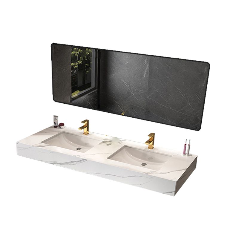 Stone Vanity White Wall Mount Double Sink Waterproof Bath Vanity with Mirror Clearhalo 'Bathroom Remodel & Bathroom Fixtures' 'Bathroom Vanities' 'bathroom_vanities' 'Home Improvement' 'home_improvement' 'home_improvement_bathroom_vanities' 1200x1200_680a1c1c-9385-4232-bc0f-f32cb832fa7c
